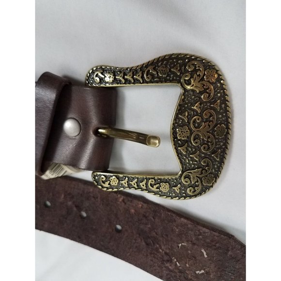 Bill Adler Design Women\'s Sz. L Brown & Bronze Leather Studded Western Belt NWT main image 7